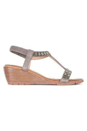 T-bar Gemstone Sandal | PEWTER | MACIE AB
