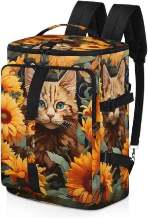 Tactical Sports Duffle Bag for Travel Waterproof Gym Bag with Shoe Compartment 48L Carry On Luggage for Men & Women 3-in-1 Durable Travel Luggage Cat Flowers