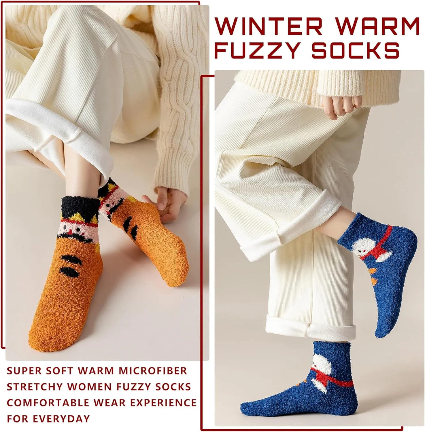 TEHOOK Warm & Cozy Gifts for Women, Fluffy Fuzzy Sock, Plush Sleeping Slipper Socks - Soft Warm Fabric