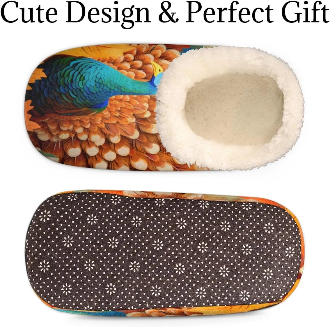 Thanksgiving Turkey Leaf Slippers for Women Men, Fall Leaves House Slippers Socks Warm Fuzzy Memory Foam Indoor Slippers Lightweight Cozy Anti-Skid Closed Back Home Shoes, Medium