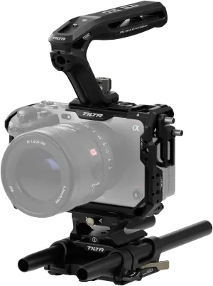 Tilta Camera Cage Basic Kit for FX3/FX30 V2 | Includes Cage, Top Handle, Baseplate & More | Top Plate NATO Rail, Cold Shoe, 1/4"-20 and 3/8"-16 | Thumb Screw Design | Black