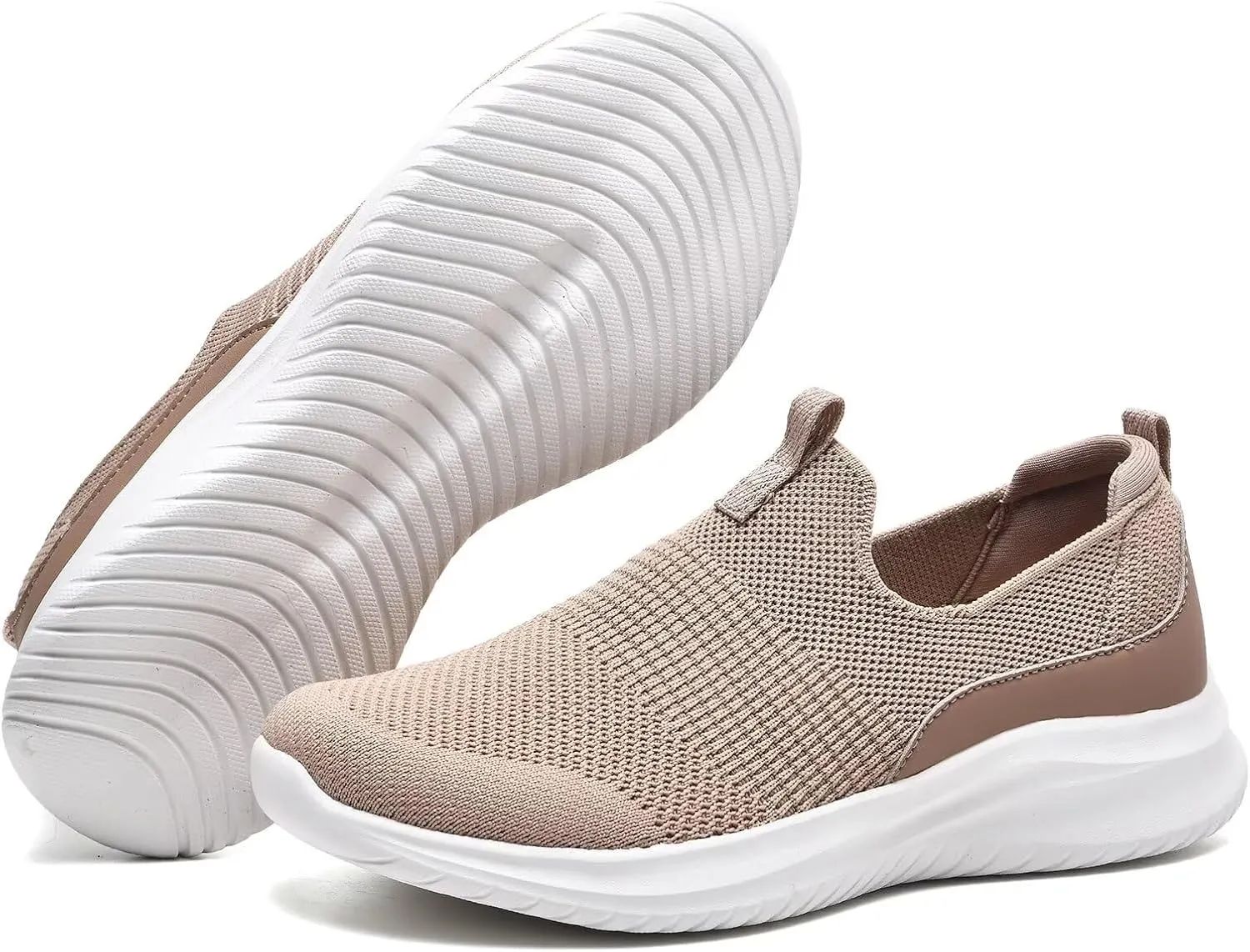 TIOSEBON Women's Walking Tennis Shoes Knit Slip on Mesh Comfortable Sneaker