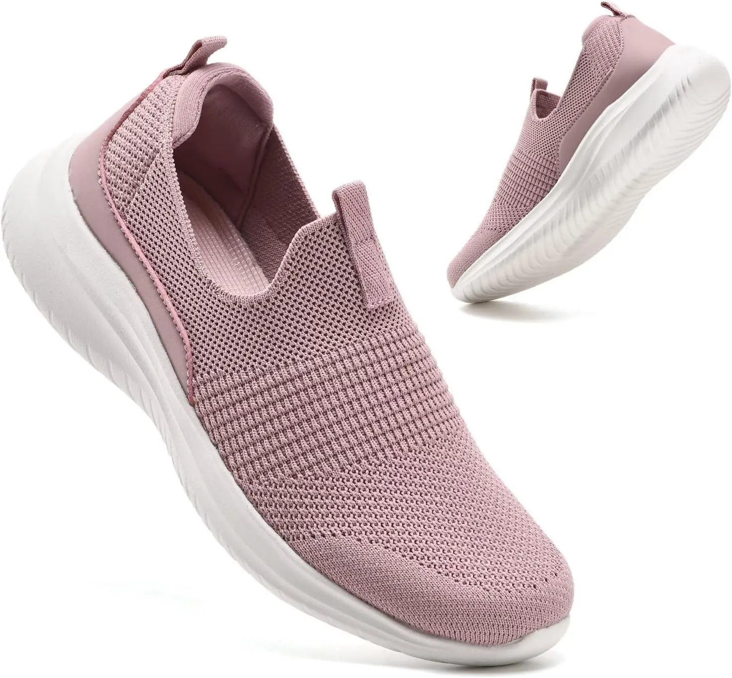 TIOSEBON Women's Walking Tennis Shoes Knit Slip on Mesh Comfortable Sneaker