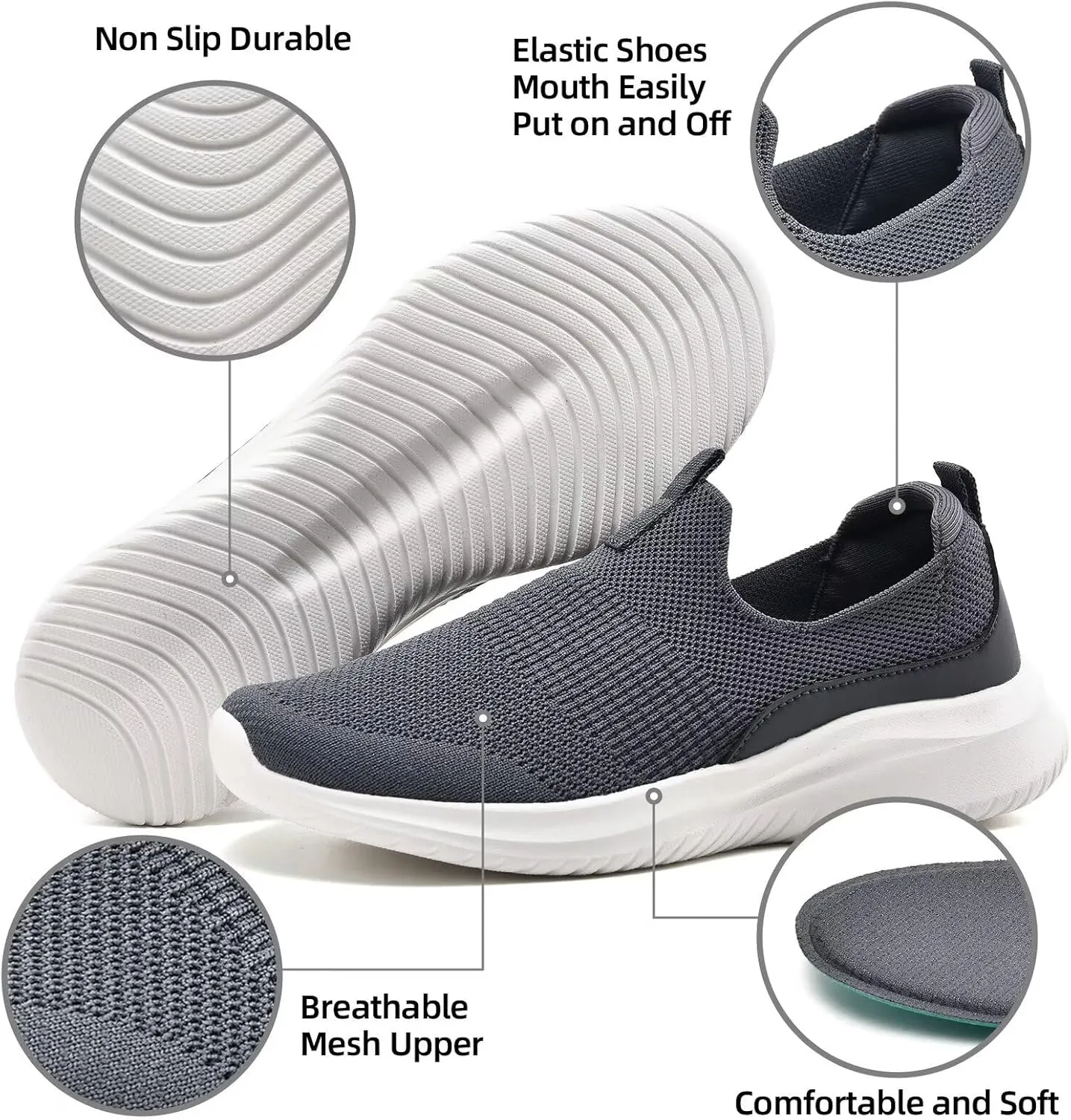 TIOSEBON Women's Walking Tennis Shoes Knit Slip on Mesh Comfortable Sneaker