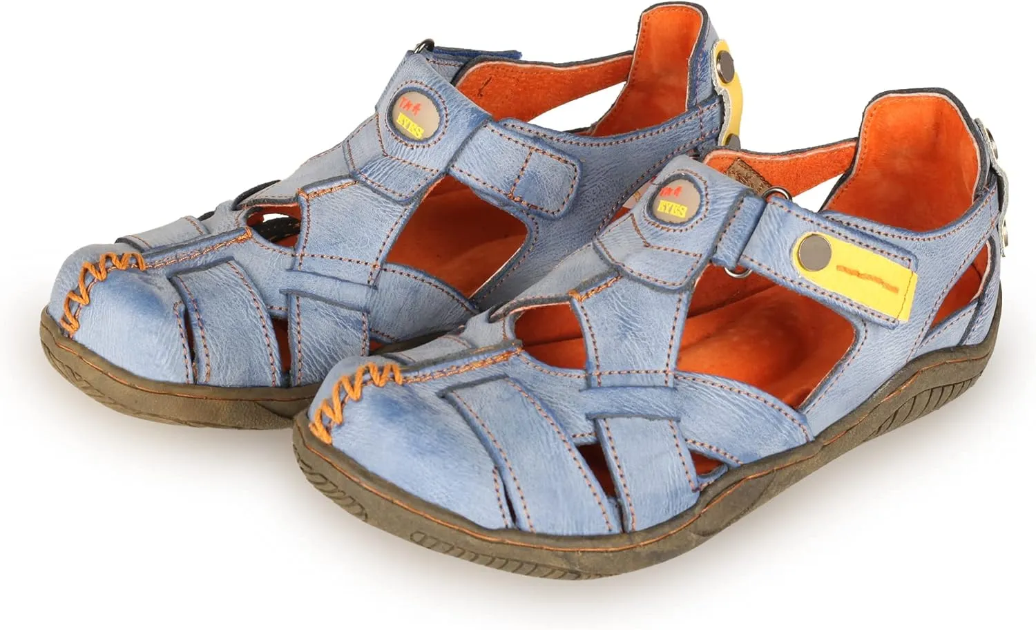 TMA EYES Women's Cross Leather and Hand Stitching Upper Casual Sandal for Outdoor