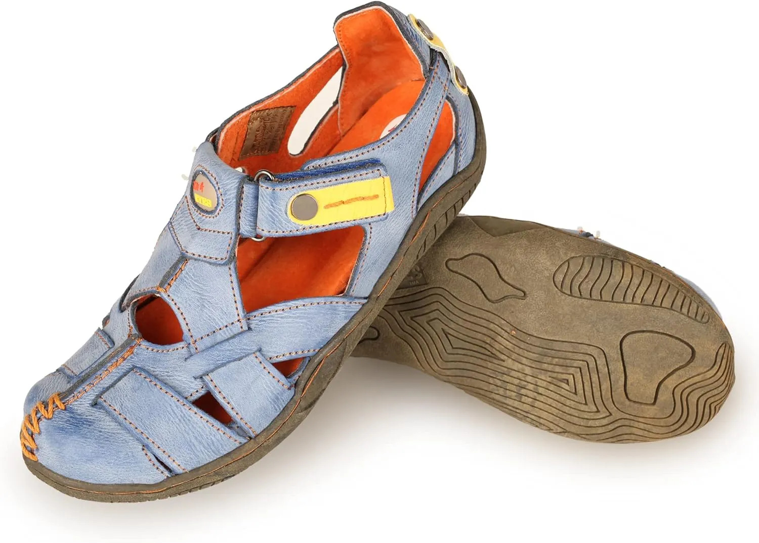 TMA EYES Women's Cross Leather and Hand Stitching Upper Casual Sandal for Outdoor