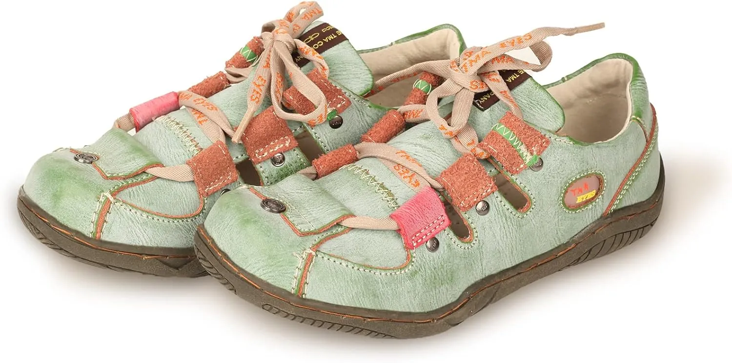 TMA EYES Women's Patchwork Leather Walking Sandal Shoes