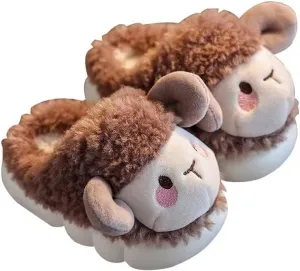 Toddler Boys Girls Lovely Cartoon Sheep Warm Winter Slippers for Indoor Home Bedroom