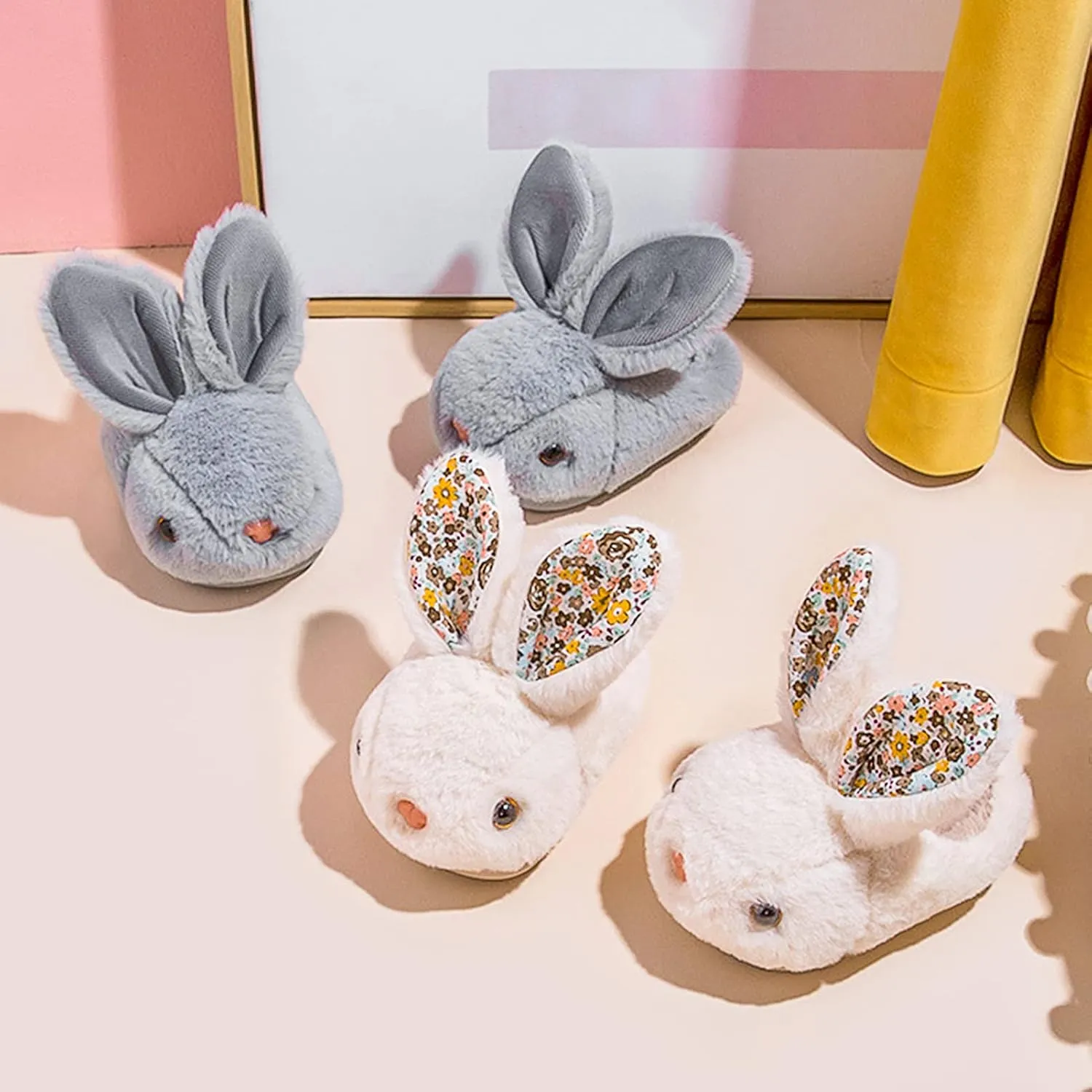Toddler Slippers Boys Girls Slipper Soft Cozy Cute Bunny Warm Non-Slip Shoes Winter House Shoes Indoor for Little Kids