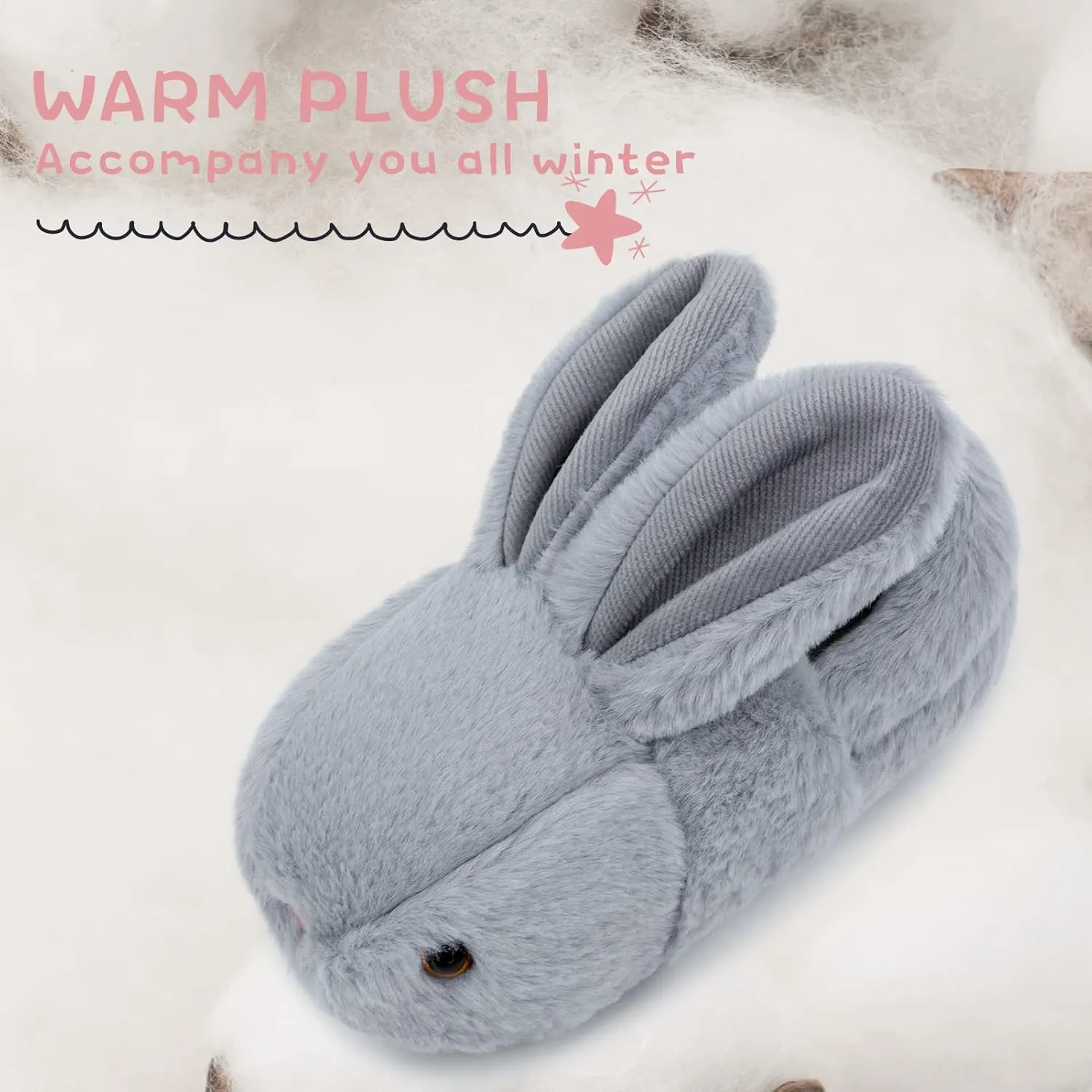 Toddler Slippers Boys Girls Slipper Soft Cozy Cute Bunny Warm Non-Slip Shoes Winter House Shoes Indoor for Little Kids
