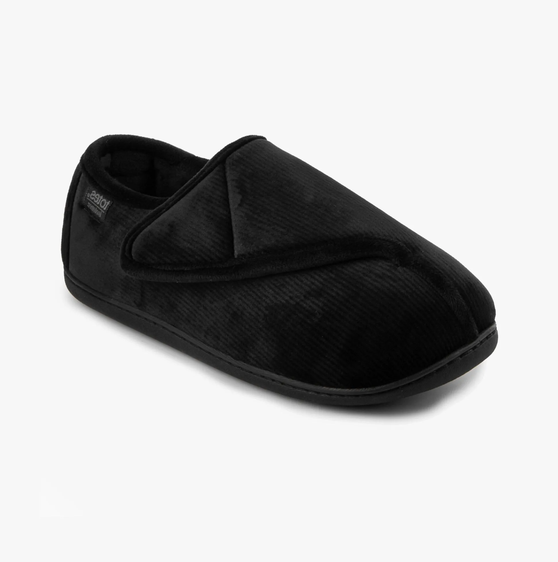 Totes Isotoner VELOUR CLOSED BACK Mens Slippers Black