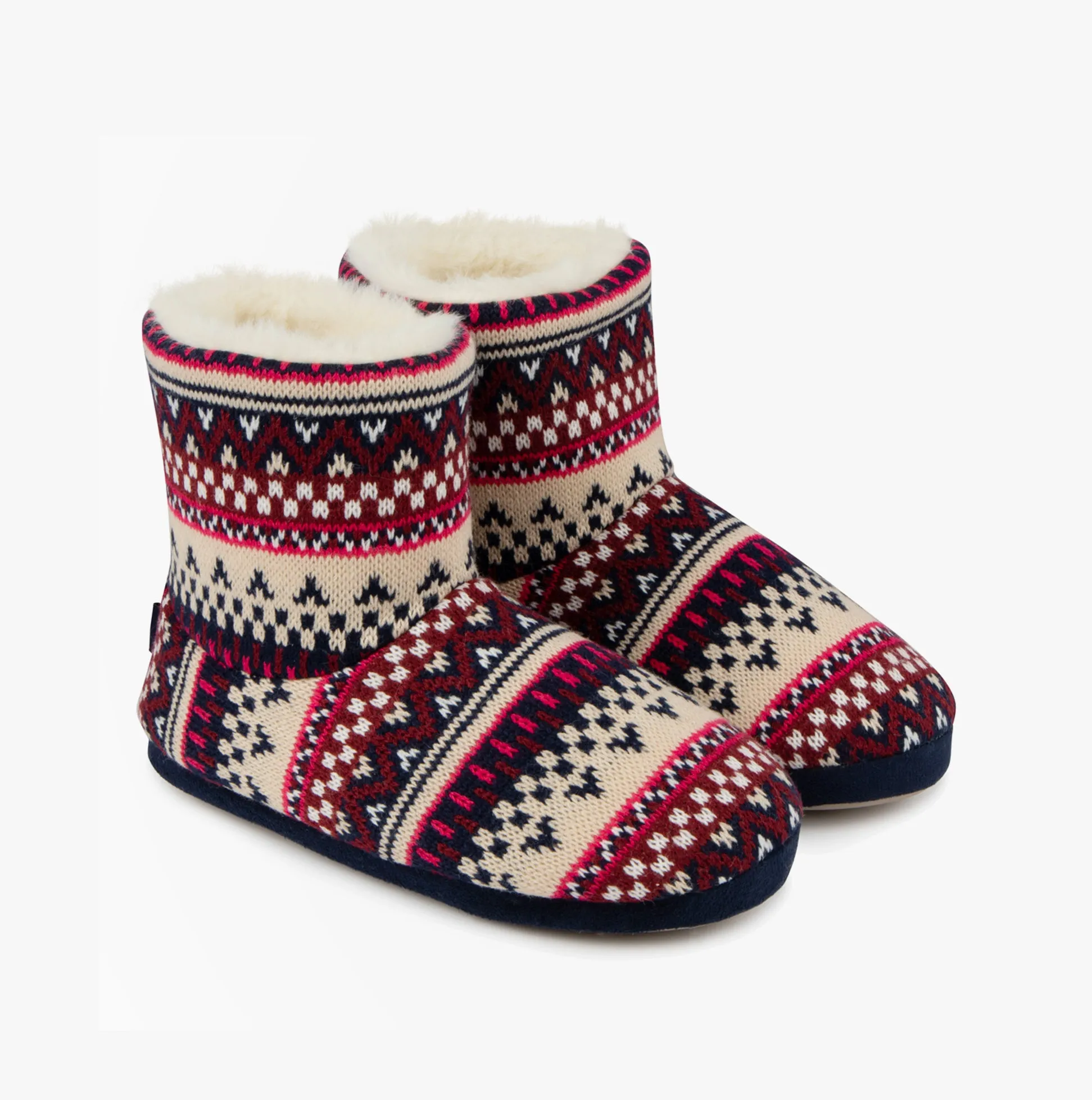 Totes Toasties FAIR ISLE KNIT Womens Boot Slippers Fair Isle