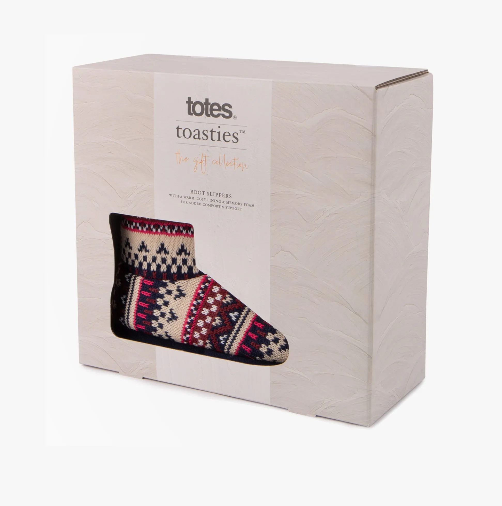 Totes Toasties FAIR ISLE KNIT Womens Boot Slippers Fair Isle