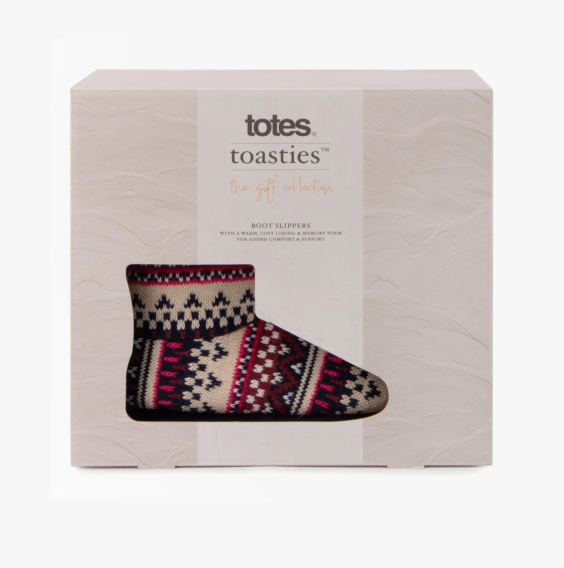 Totes Toasties FAIR ISLE KNIT Womens Boot Slippers Fair Isle