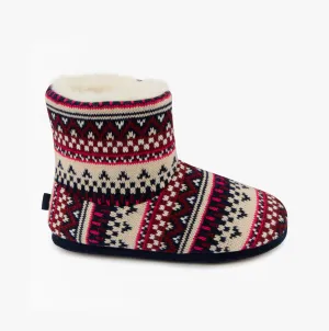 Totes Toasties FAIR ISLE KNIT Womens Boot Slippers Fair Isle