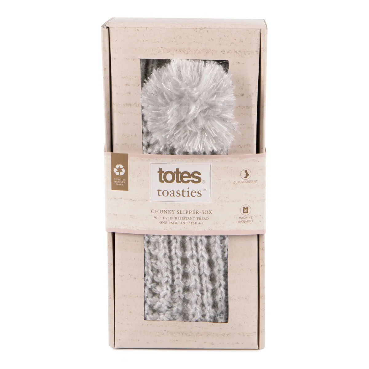 Totes Toasties LUXURY SPARKLE Pom Slipper-Sox Womens Grey
