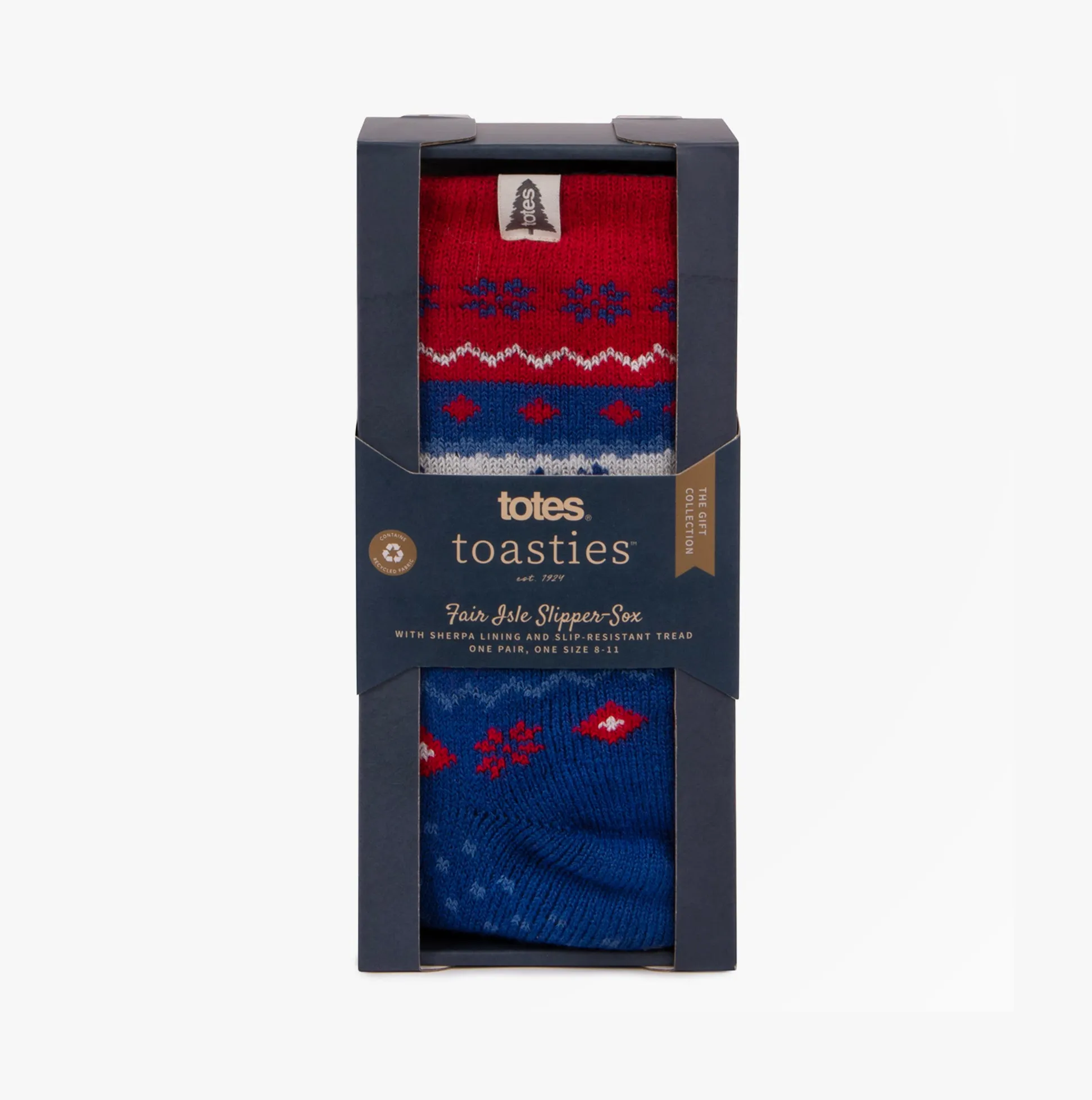 Totes Toasties Sherpa Lined Fair Isle Slipper Socks Mens Socks Fair Isle