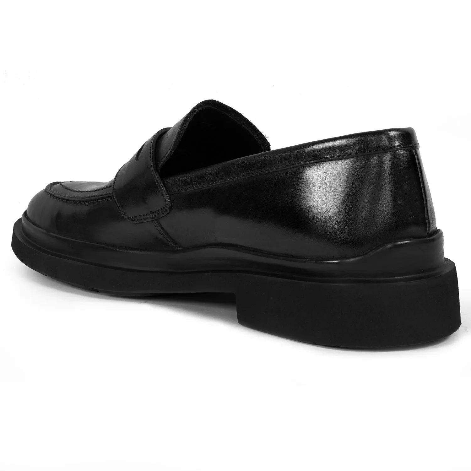 Trademark Lion Logo Penny Lightweight Loafers in Black Leather
