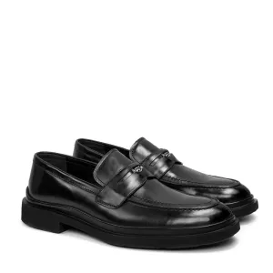 Trademark Lion Logo Penny Lightweight Loafers in Black Leather