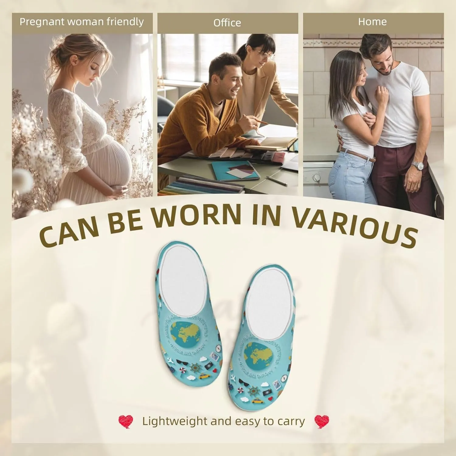 Travelling on Airplane Men's Women's Memory Foam Slippers Comfort Flannel Closed Toe House Shoes Indoor Scuff