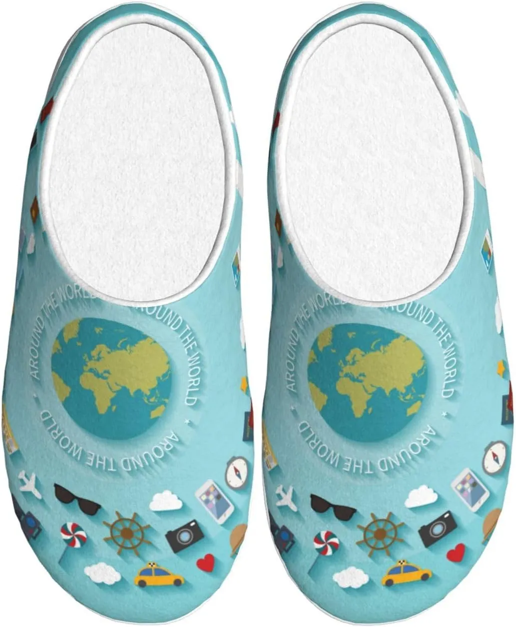 Travelling on Airplane Men's Women's Memory Foam Slippers Comfort Flannel Closed Toe House Shoes Indoor Scuff