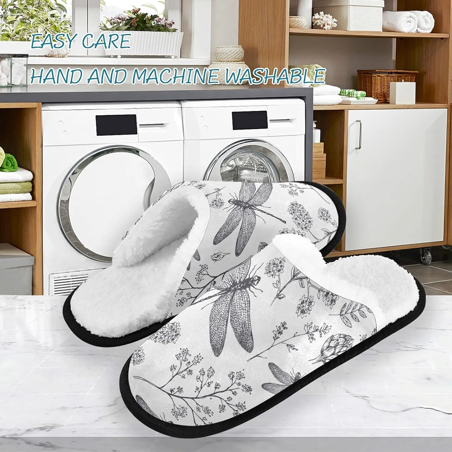 Tropical Dinosaurs Cartoon Slippers for Women Men Kids, Womens House Slippers Socks Indoor Slipper Coral Fleece House Shoes Bedroom