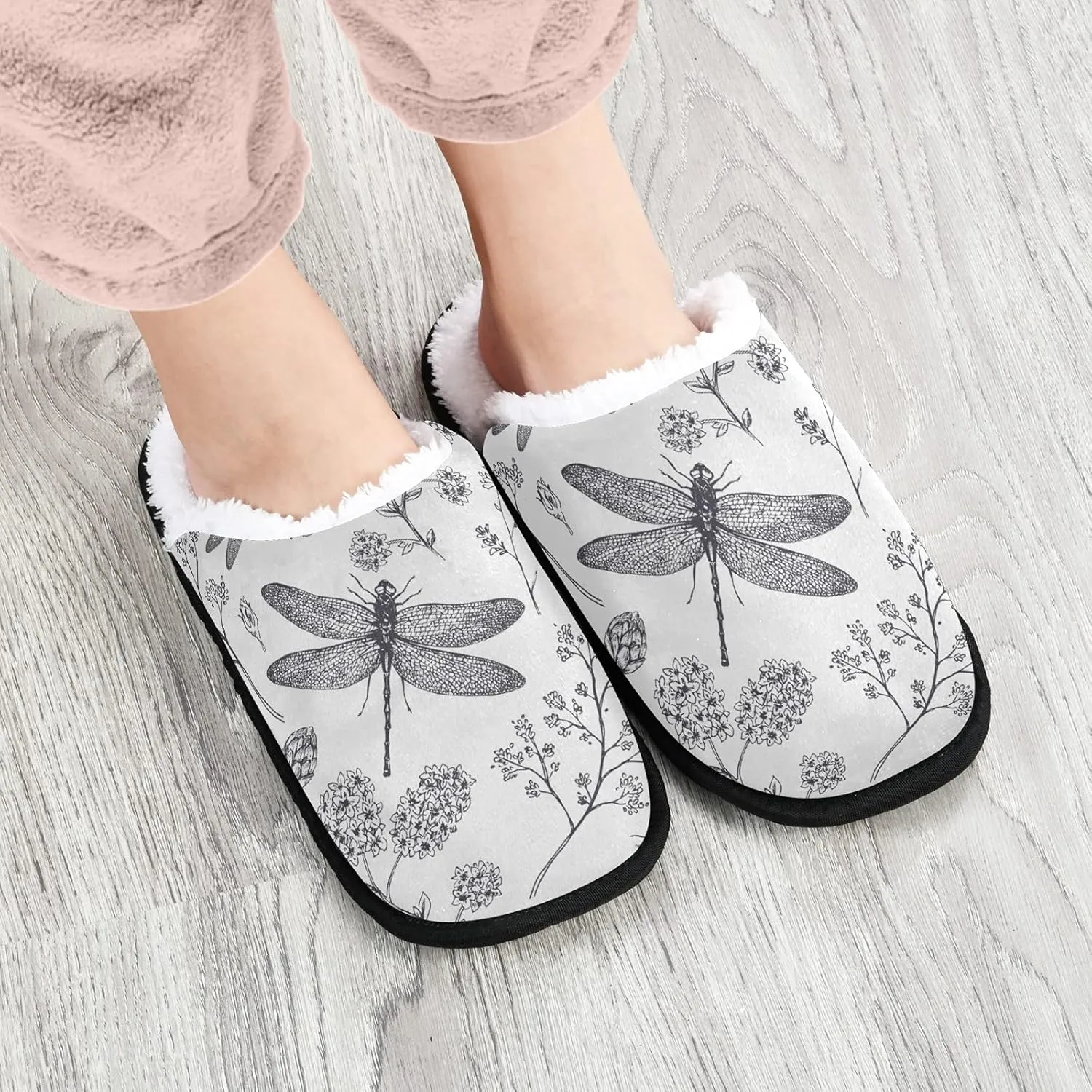 Tropical Dinosaurs Cartoon Slippers for Women Men Kids, Womens House Slippers Socks Indoor Slipper Coral Fleece House Shoes Bedroom