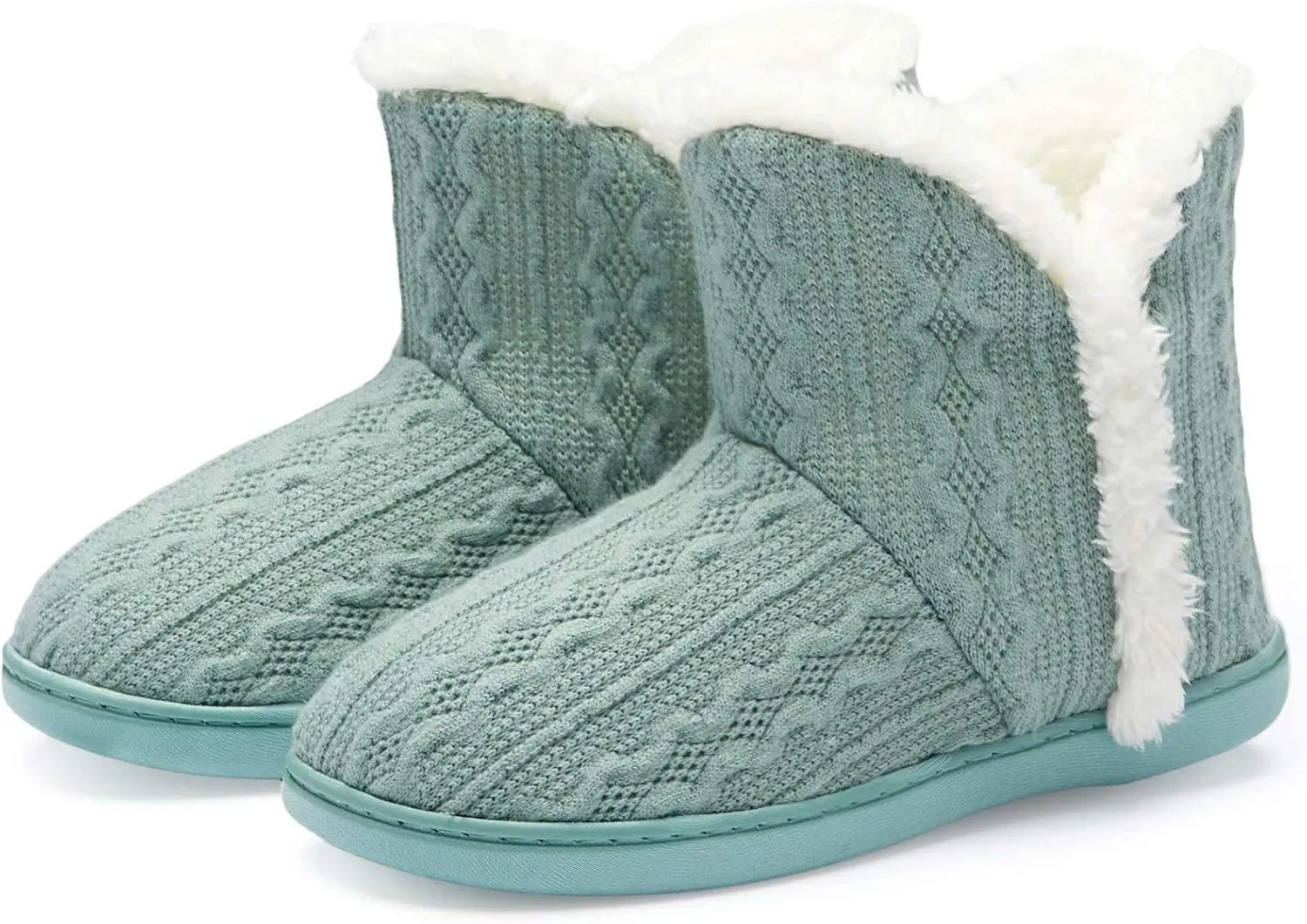 TUOBUQU Women Warm Bootie Slippers Fluffy Plush Indoor Outdoor Winter Booty Slippers