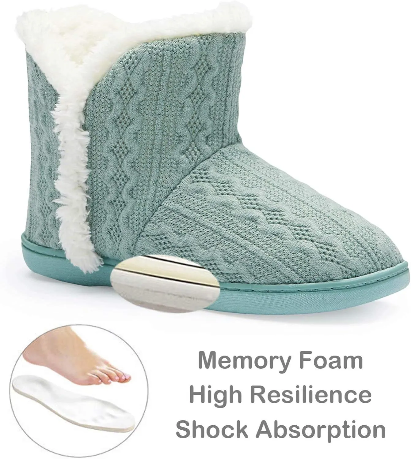 TUOBUQU Women Warm Bootie Slippers Fluffy Plush Indoor Outdoor Winter Booty Slippers