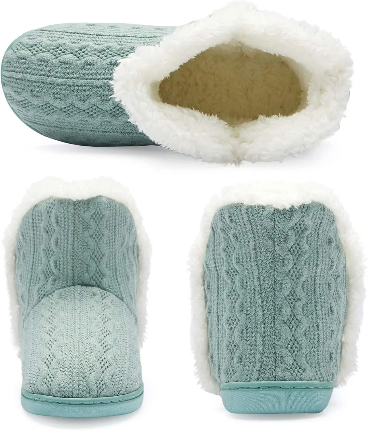 TUOBUQU Women Warm Bootie Slippers Fluffy Plush Indoor Outdoor Winter Booty Slippers