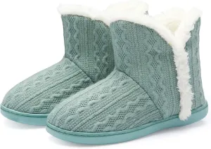 TUOBUQU Women Warm Bootie Slippers Fluffy Plush Indoor Outdoor Winter Booty Slippers
