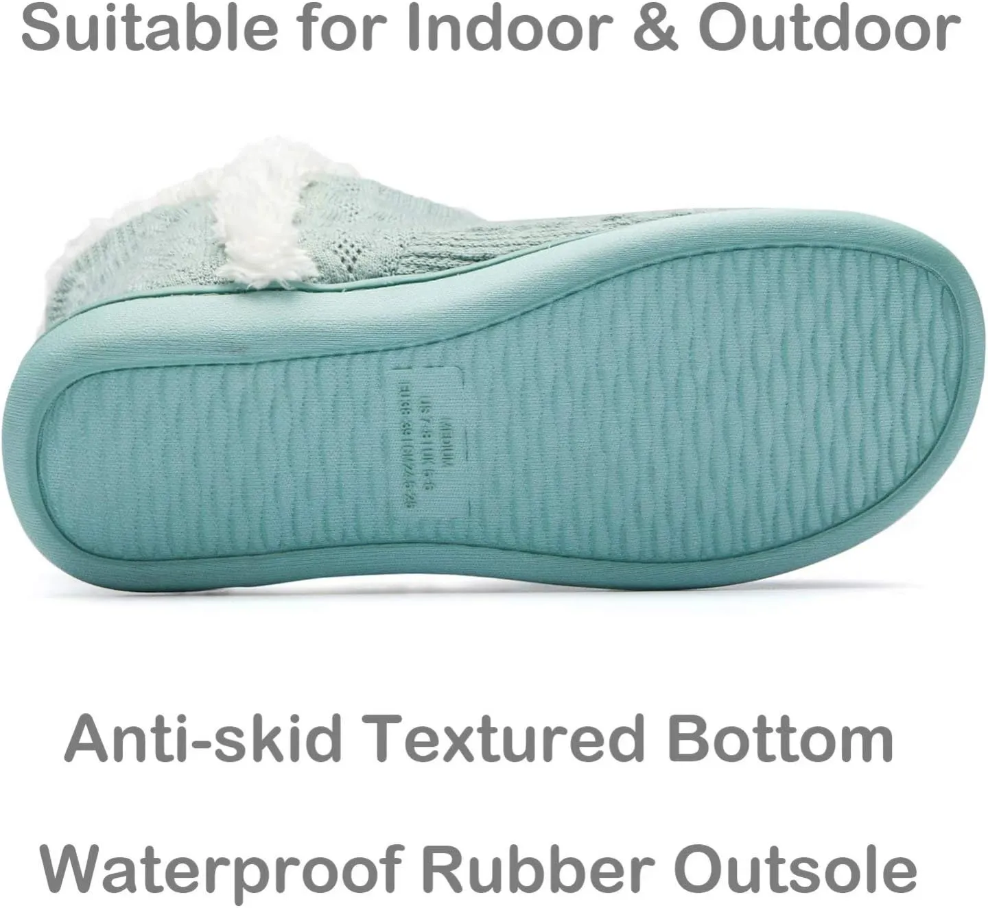 TUOBUQU Women Warm Bootie Slippers Fluffy Plush Indoor Outdoor Winter Booty Slippers