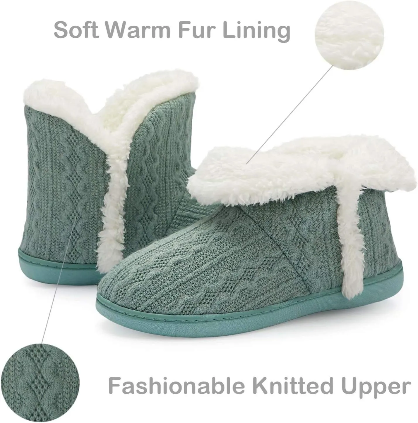 TUOBUQU Women Warm Bootie Slippers Fluffy Plush Indoor Outdoor Winter Booty Slippers