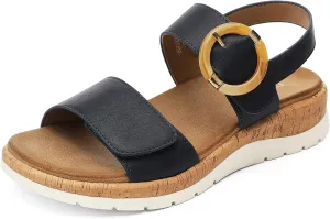 UBFEN Womens Flat Sandals Arch Support Open Toe Walking Comfy Casual Low Wedge Summer Shoes