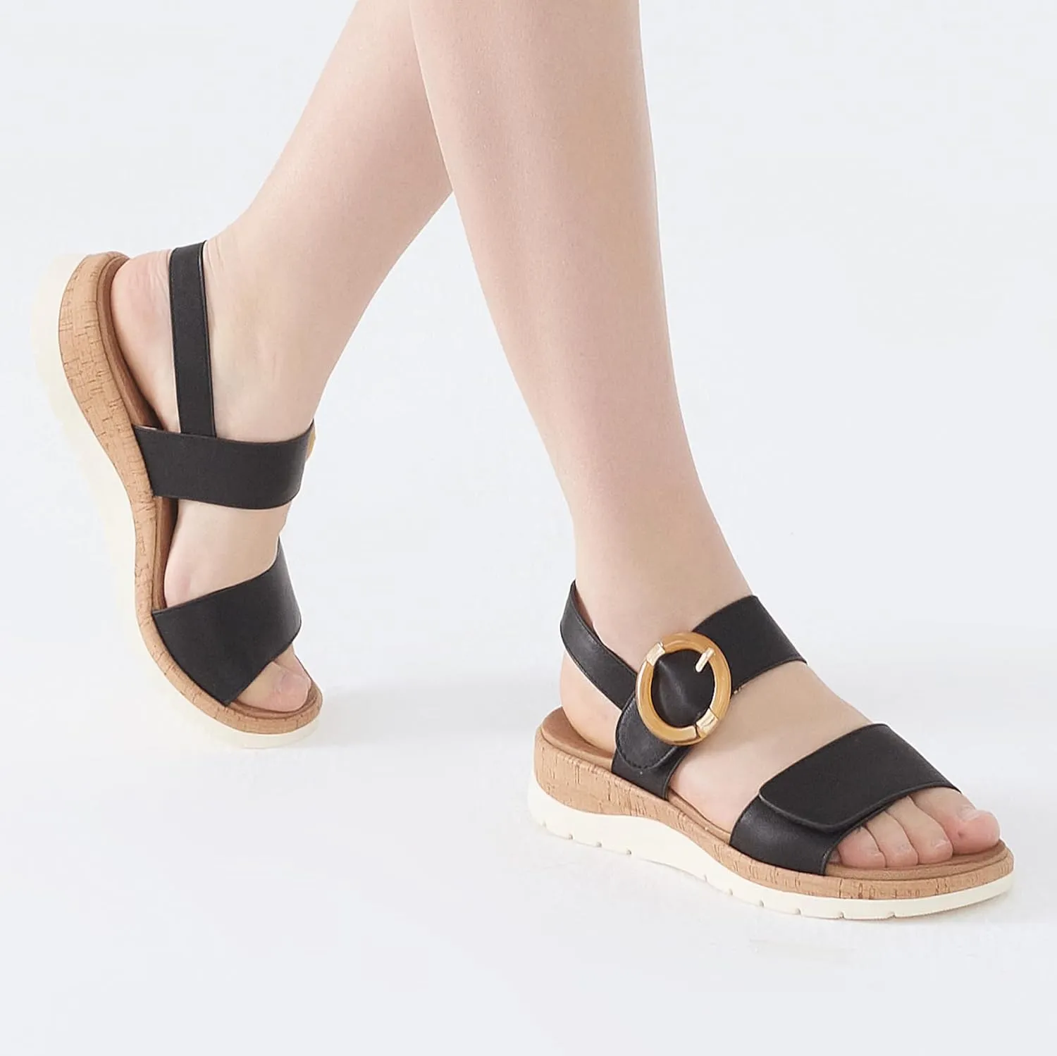 UBFEN Womens Flat Sandals Arch Support Open Toe Walking Comfy Casual Low Wedge Summer Shoes