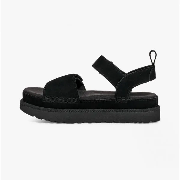 UGG GOLDENSTAR Womens Suede Platform Sandals Black