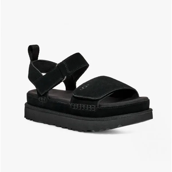 UGG GOLDENSTAR Womens Suede Platform Sandals Black