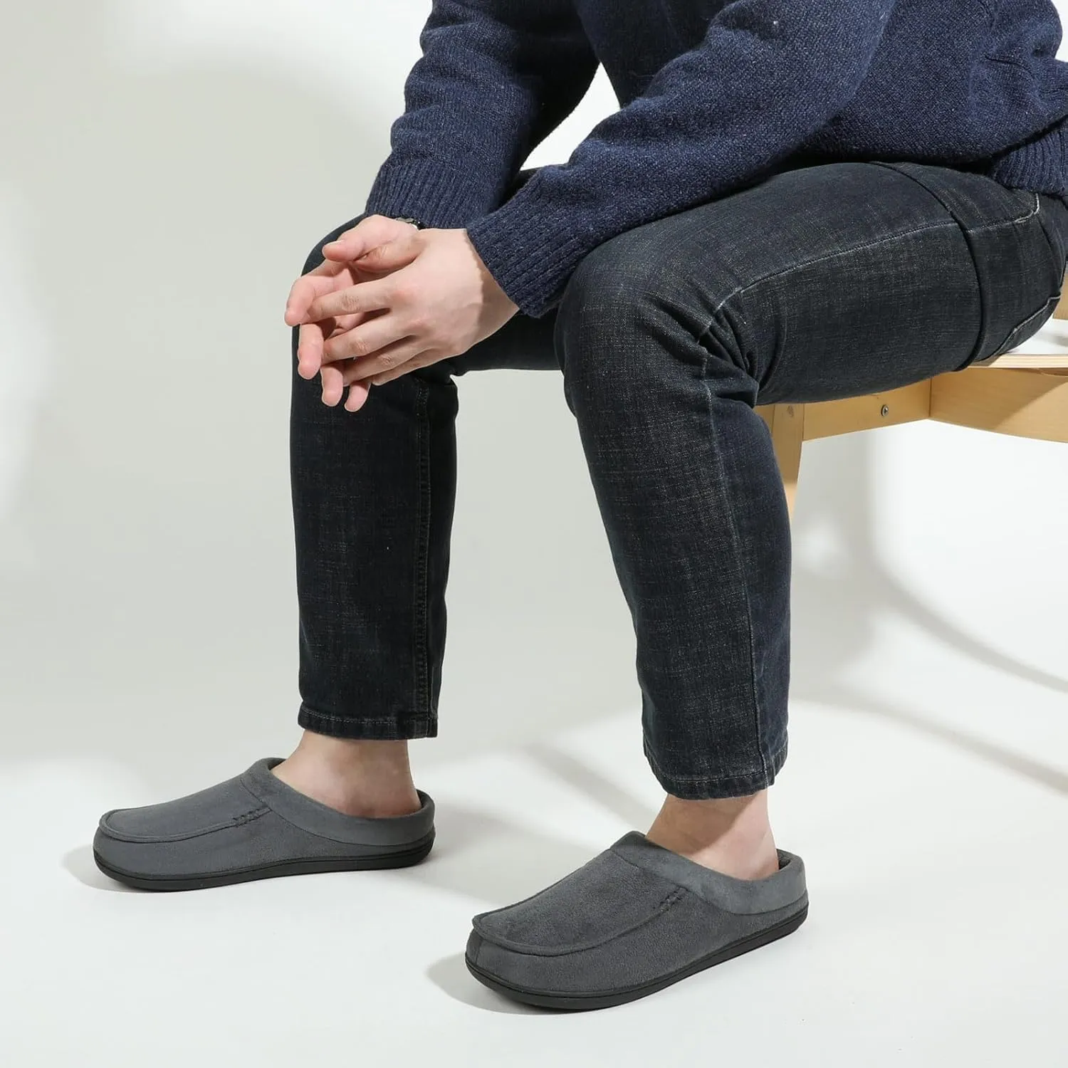 ULTRAIDEAS Men's Nealon Moccasin Clog Slipper, Slip on Indoor/Outdoor House Shoes
