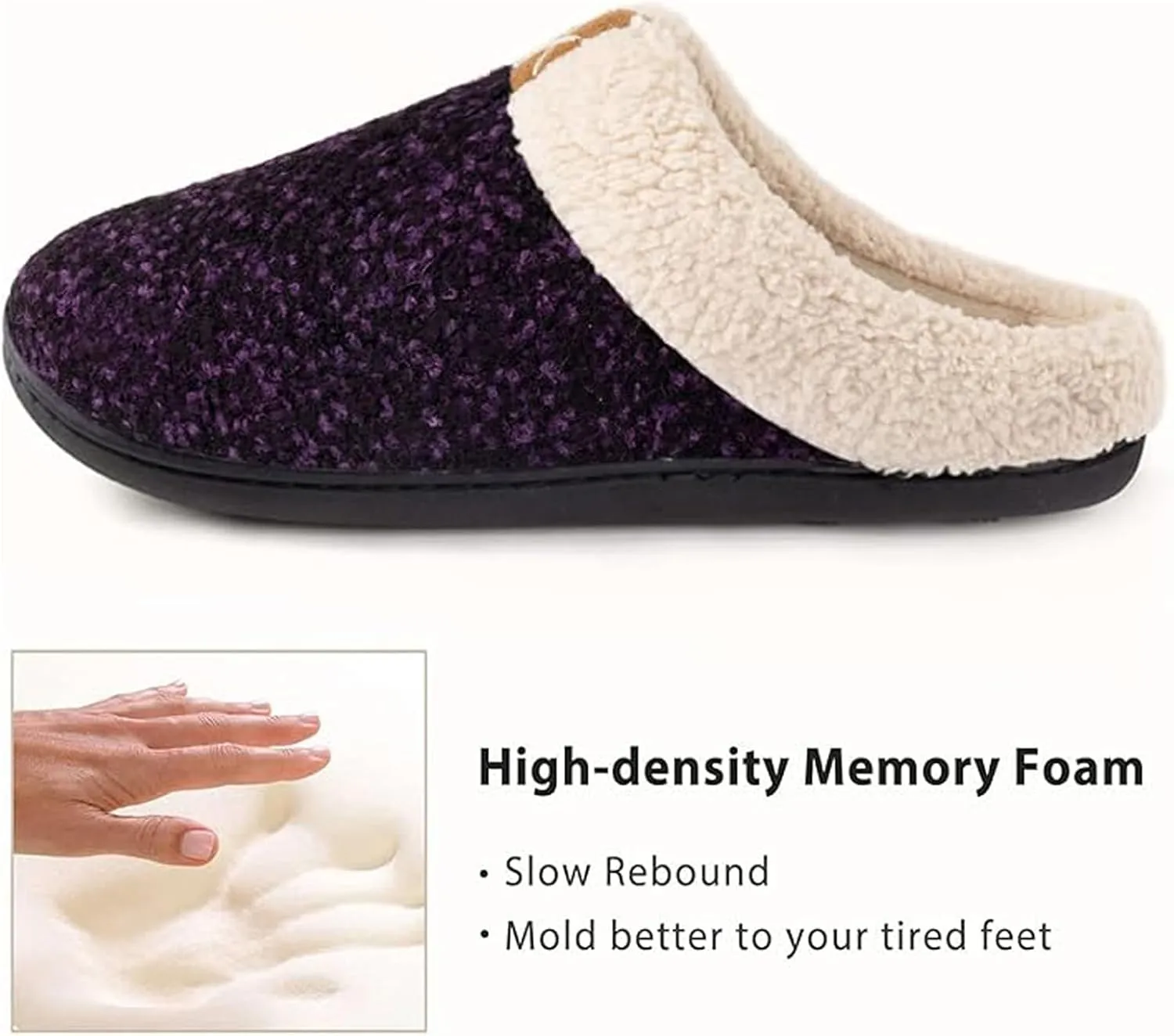 ULTRAIDEAS Women's Indoor Bedroom Slipper with Memory Foam, Gift for Women, Wool-Like House Shoe with Anti-Skid Rubber Sole for Ladies