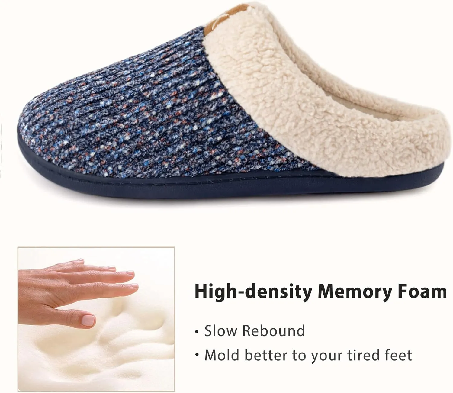 ULTRAIDEAS Women's Indoor Bedroom Slipper with Memory Foam, Gift for Women, Wool-Like House Shoe with Anti-Skid Rubber Sole for Ladies