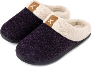 ULTRAIDEAS Women's Indoor Bedroom Slipper with Memory Foam, Gift for Women, Wool-Like House Shoe with Anti-Skid Rubber Sole for Ladies