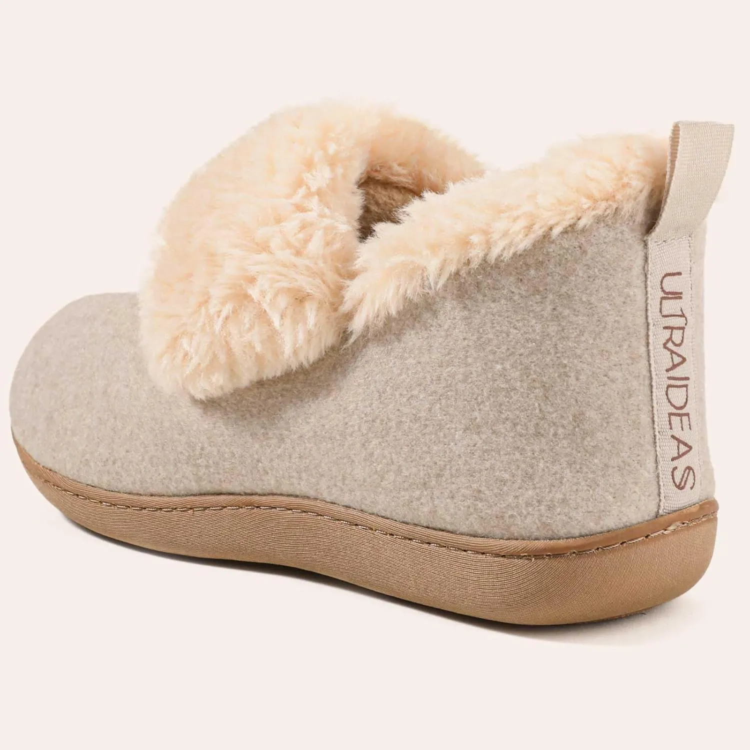 ULTRAIDEAS Women's Warm Slippers with Back, Ladies Slippers for Winter, Cosy Bootie Furry Slipper