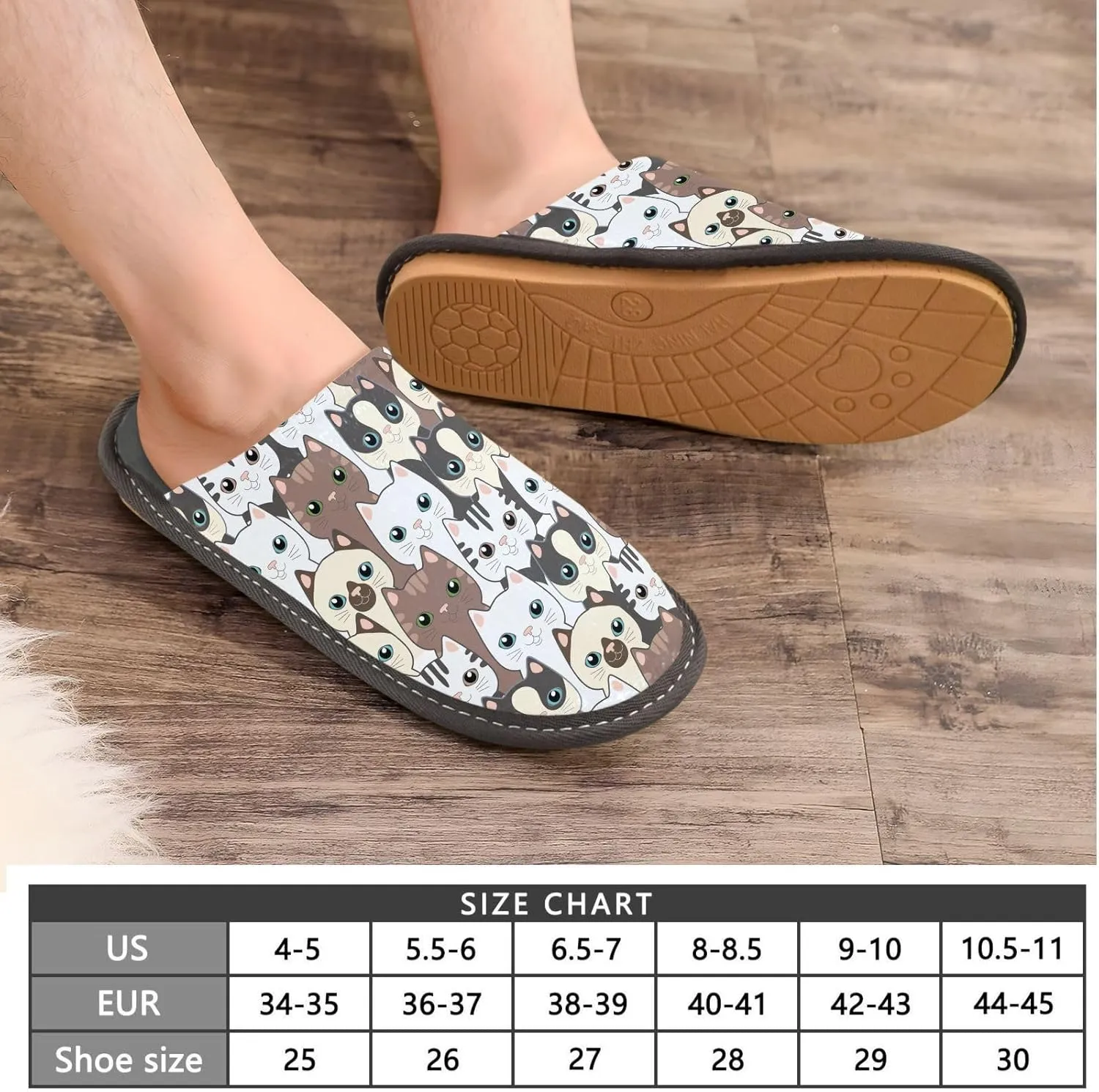 Unisex Funny Cartoon Cats Women's Cosy Slip-On Slippers,Casual Breathable Memory Foam Scuff Lazy Mens House Shoes for Leisure Indoor/Outdoor Size 4-11
