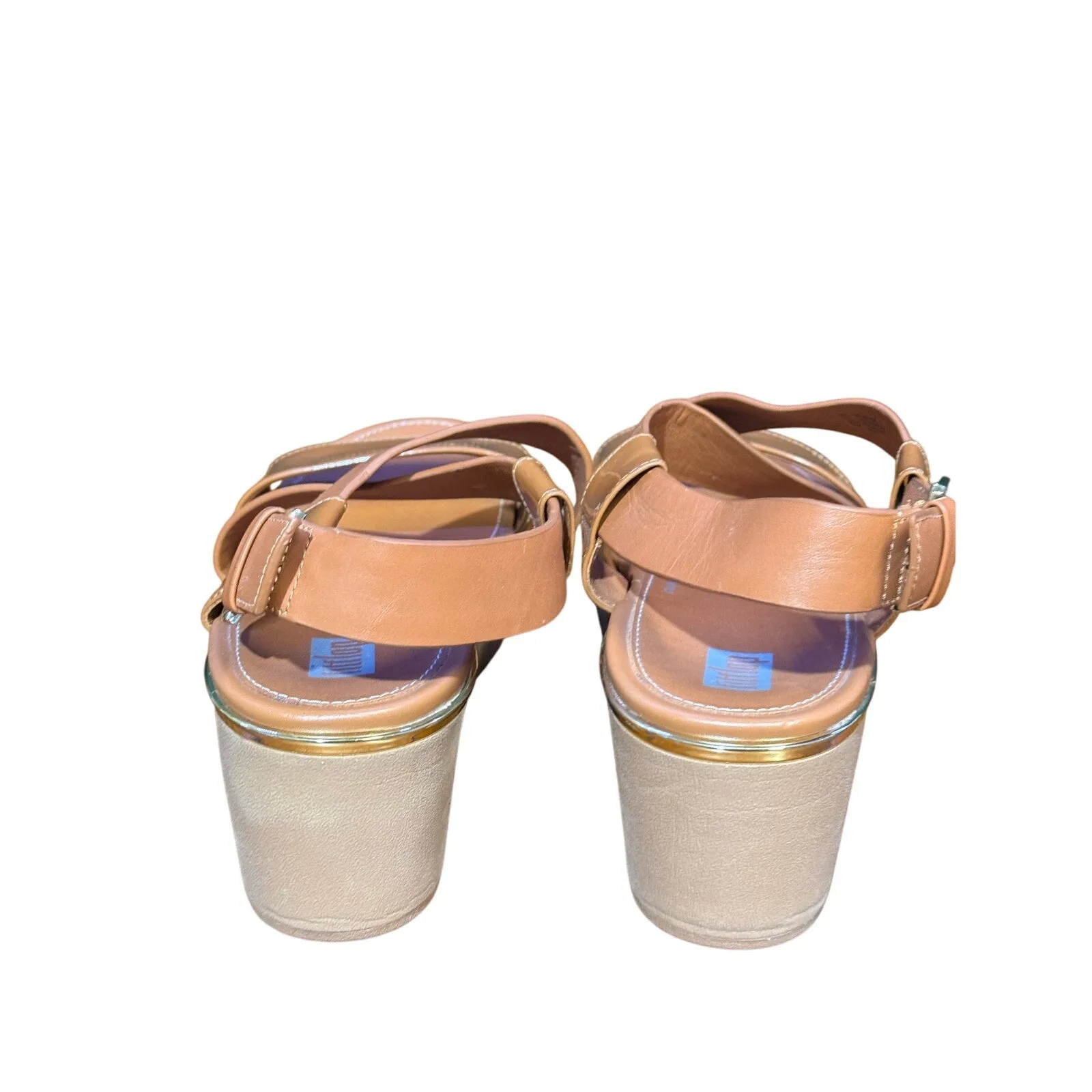 US Slingback Fast response Early access Sandal Size Platform Fitflop 8 Cross Patent Wedge Tan Strap Pillar
