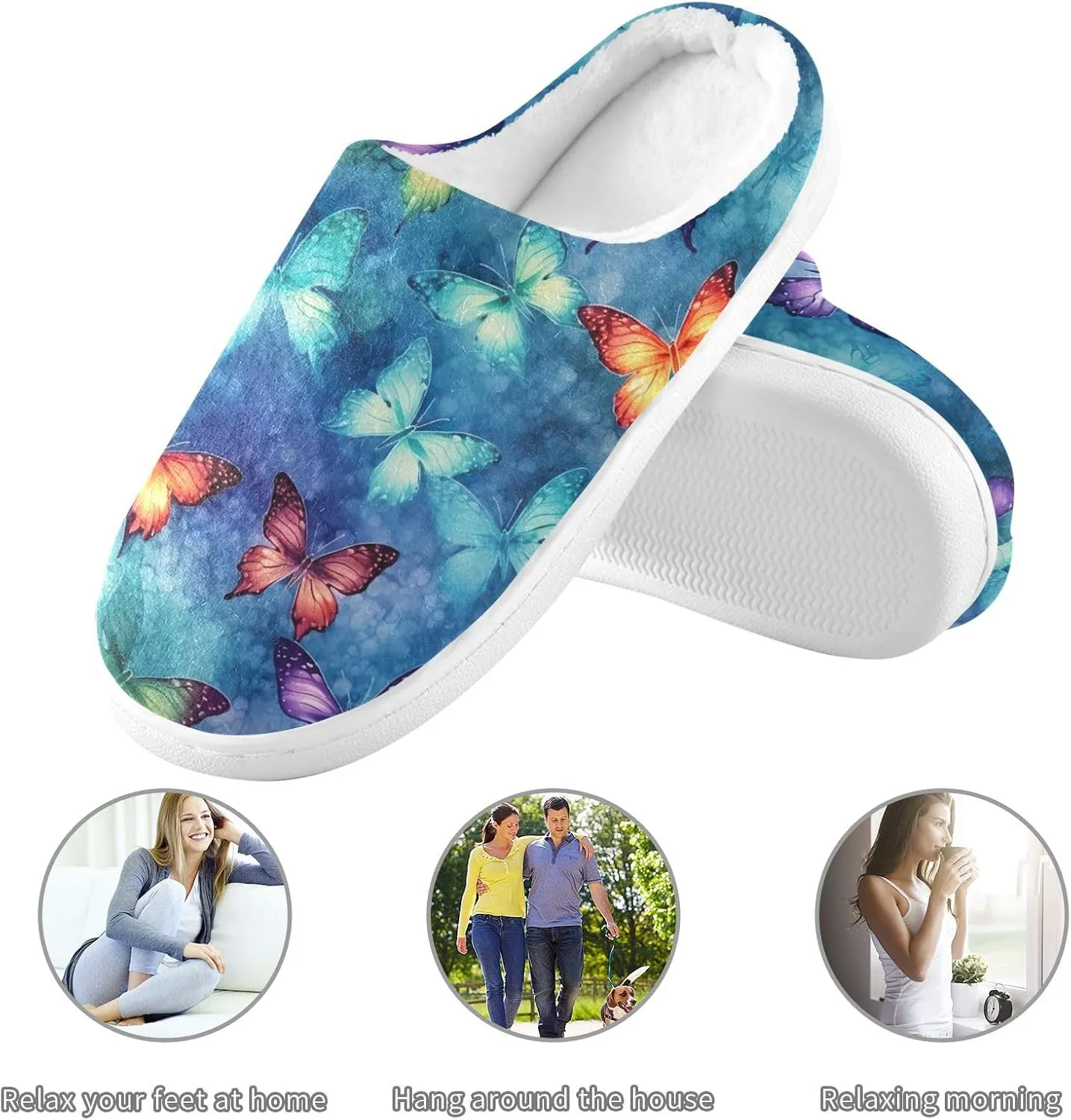 Valentine's Day Red Heart Couple Slippers for Women Men Indoor Slippers Memory Foam Fuzzy Slippers House Shoes for Indoor Outdoor Size 6/7 214a5400