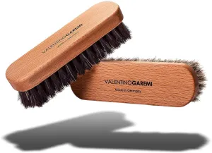 Valentino Garemi Horsehair Shoe Brush Set – Travel Classic Design & Genuine Natural Materials – Polish Shine Clean Buff Leather Footwear or Boots – Made in Germany