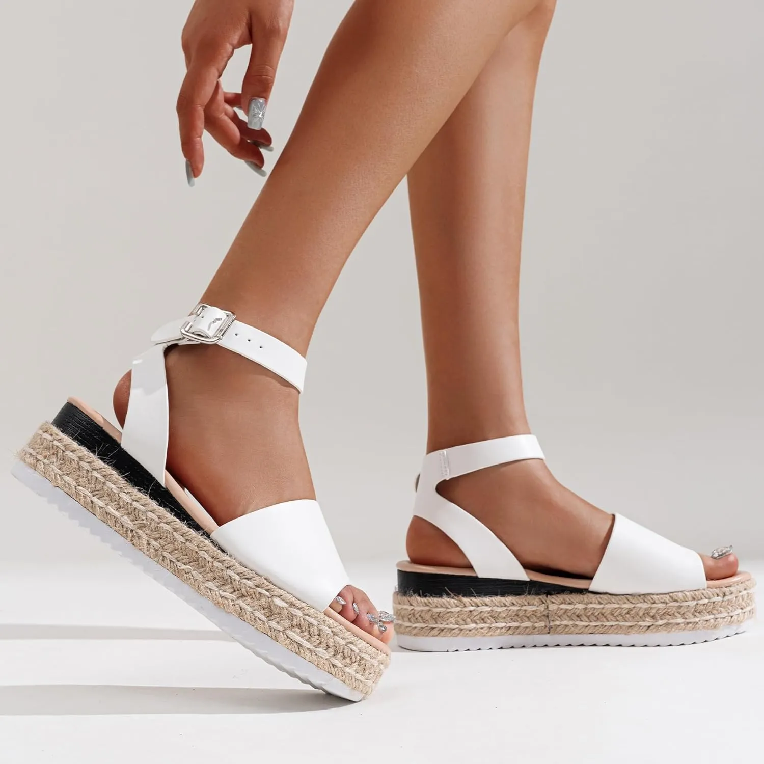 Vepose Women's 400A Platform Wedge Sandals, Summer Espadrilles Sandals with Ankle Strap