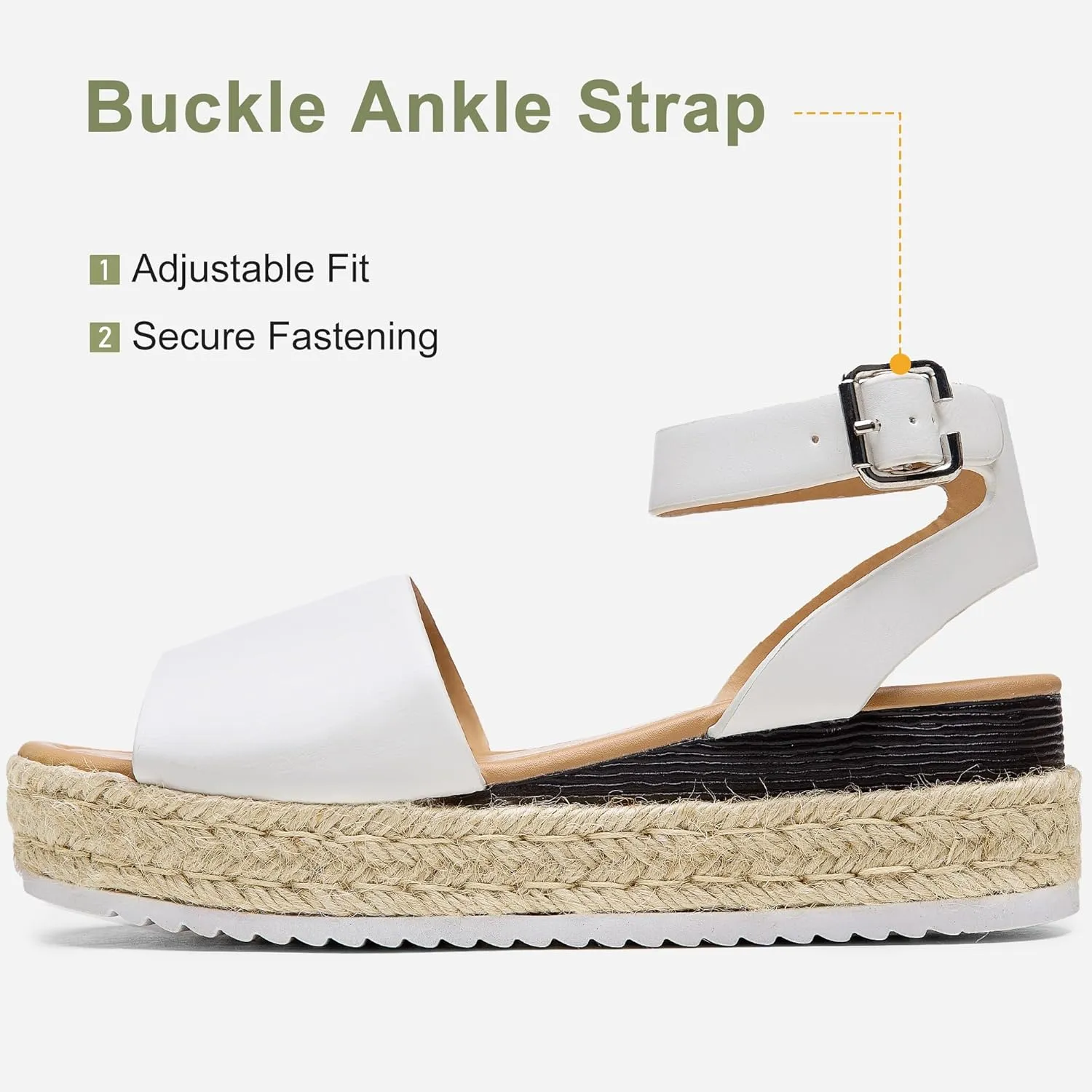Vepose Women's 400A Platform Wedge Sandals, Summer Espadrilles Sandals with Ankle Strap