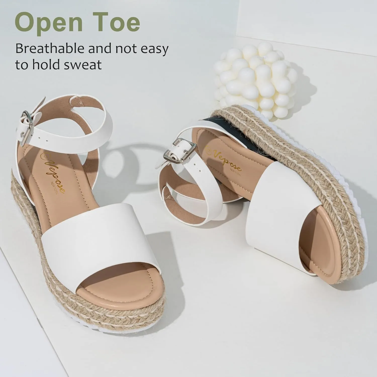Vepose Women's 400A Platform Wedge Sandals, Summer Espadrilles Sandals with Ankle Strap