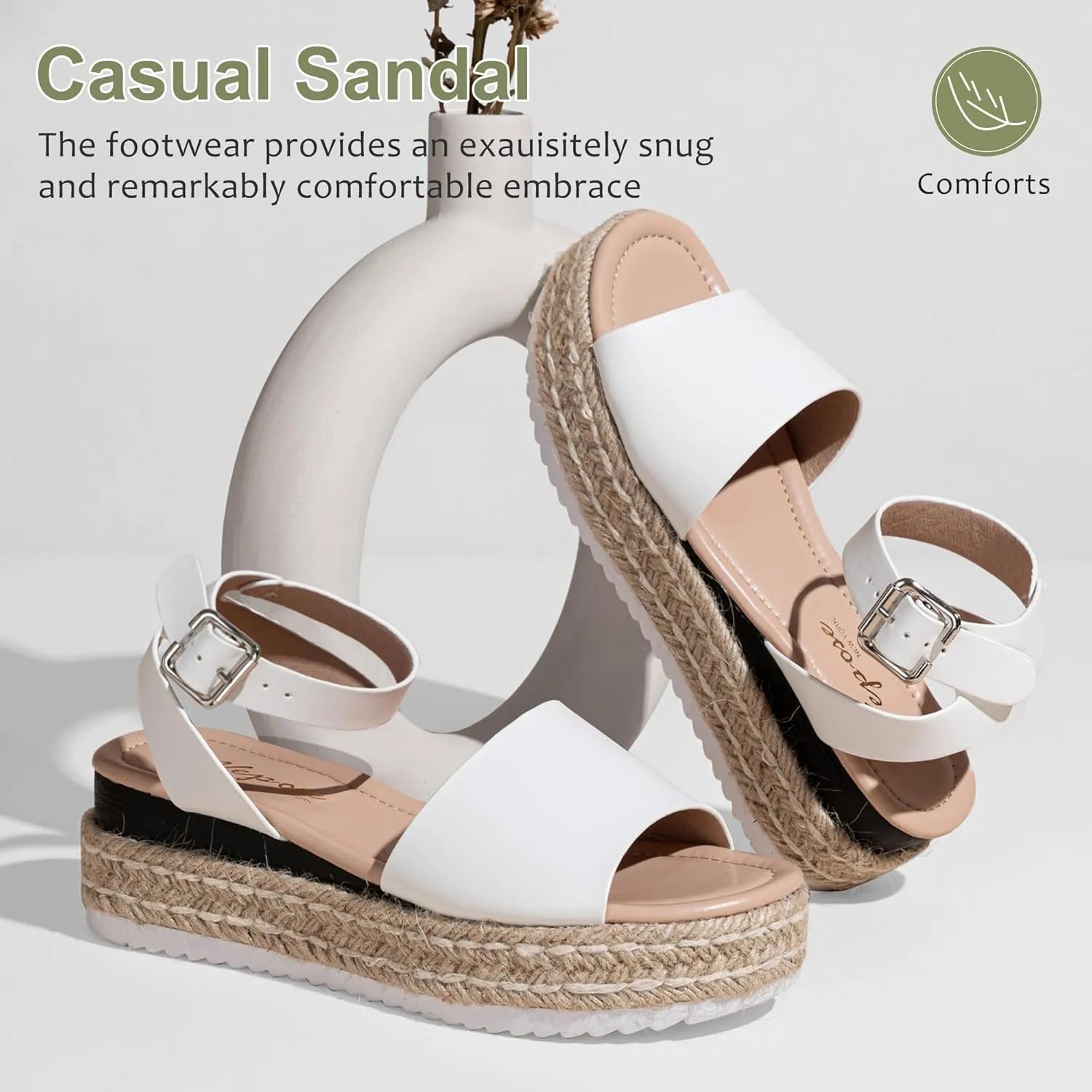 Vepose Women's 400A Platform Wedge Sandals, Summer Espadrilles Sandals with Ankle Strap